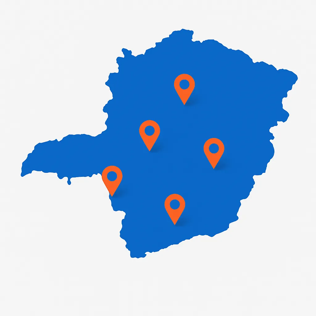 Mapa do estado de Minas Gerais - Área de atuação da Futlog